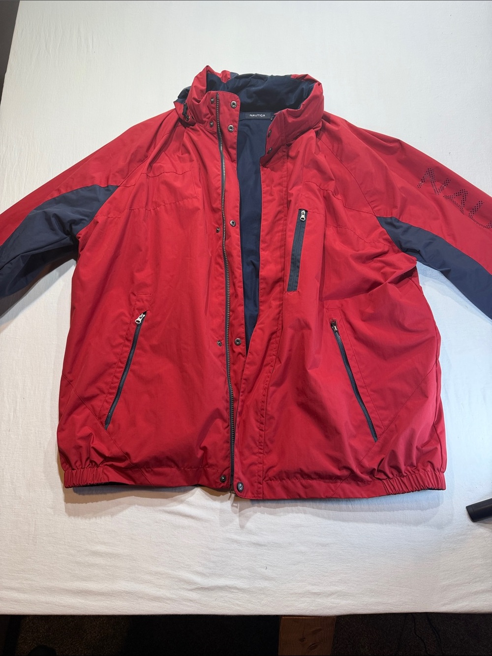 Nautica Red and navy reversible windbreaker/sailing Jacket with hood